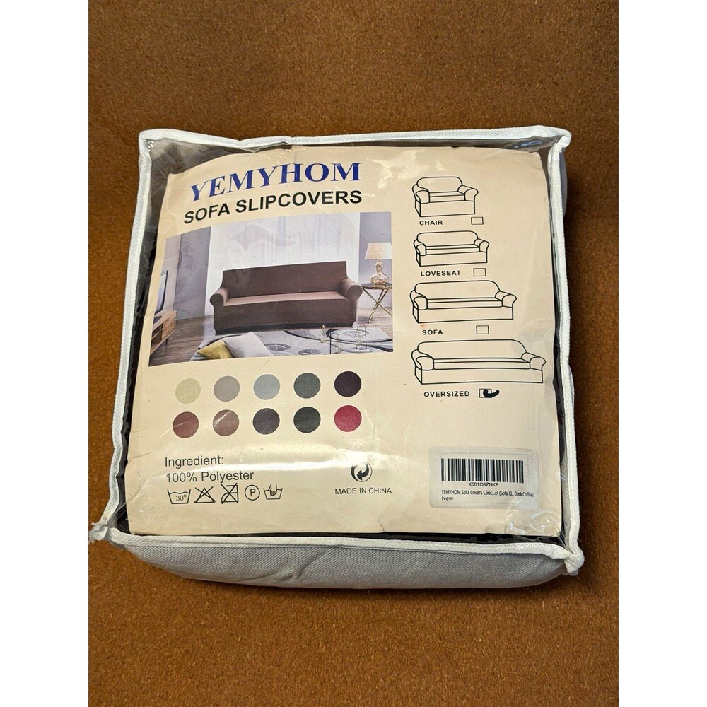 YEMYHOM Sofa Slipcover XL Dark Coffee 100% Polyester Stretch Textured